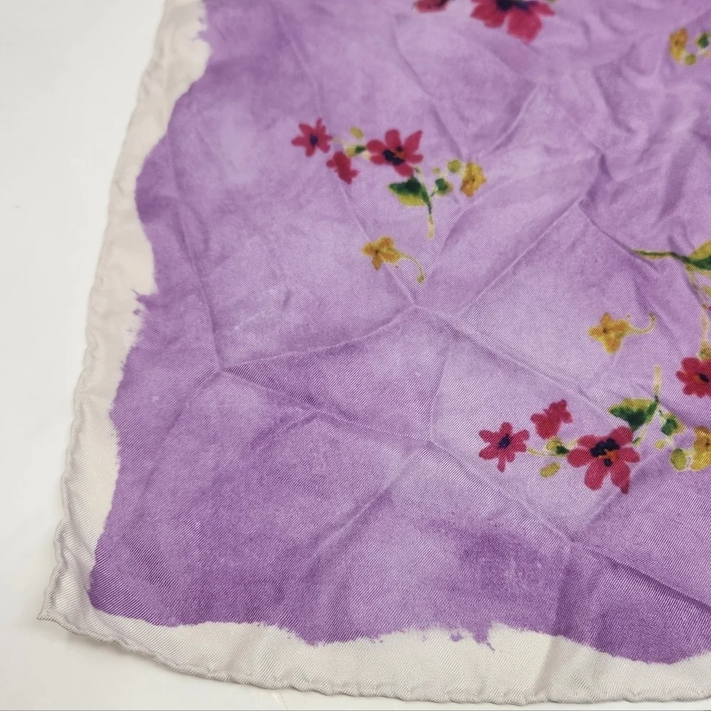 Prada | Women's Purple Printed Silk Twill Foulard Square Floral Printed Scarf
